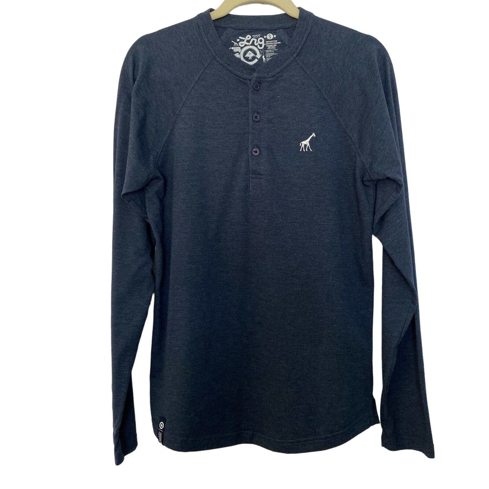 🌵 LRG Lifted Research Group Men's Blue Long Sleeve Giraffe Logo Polo Shirt - S